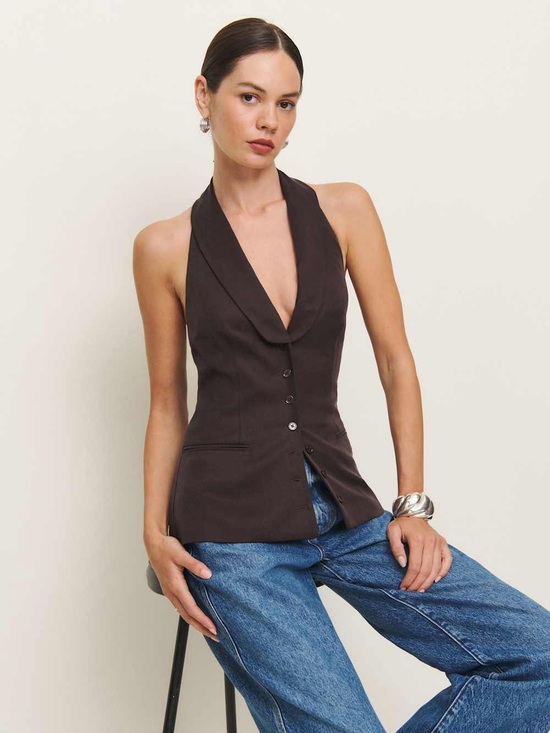 Reformation Tops - Reformation Alistair Halter Vest brown